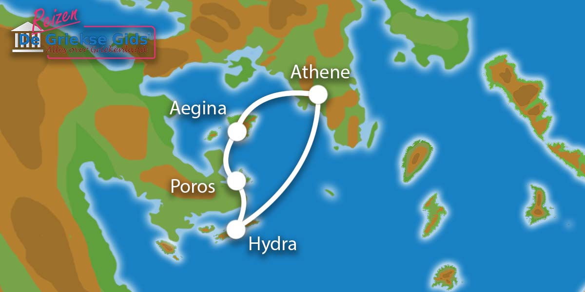 Kaart Eilandhoppen Hydra Poros Aegina