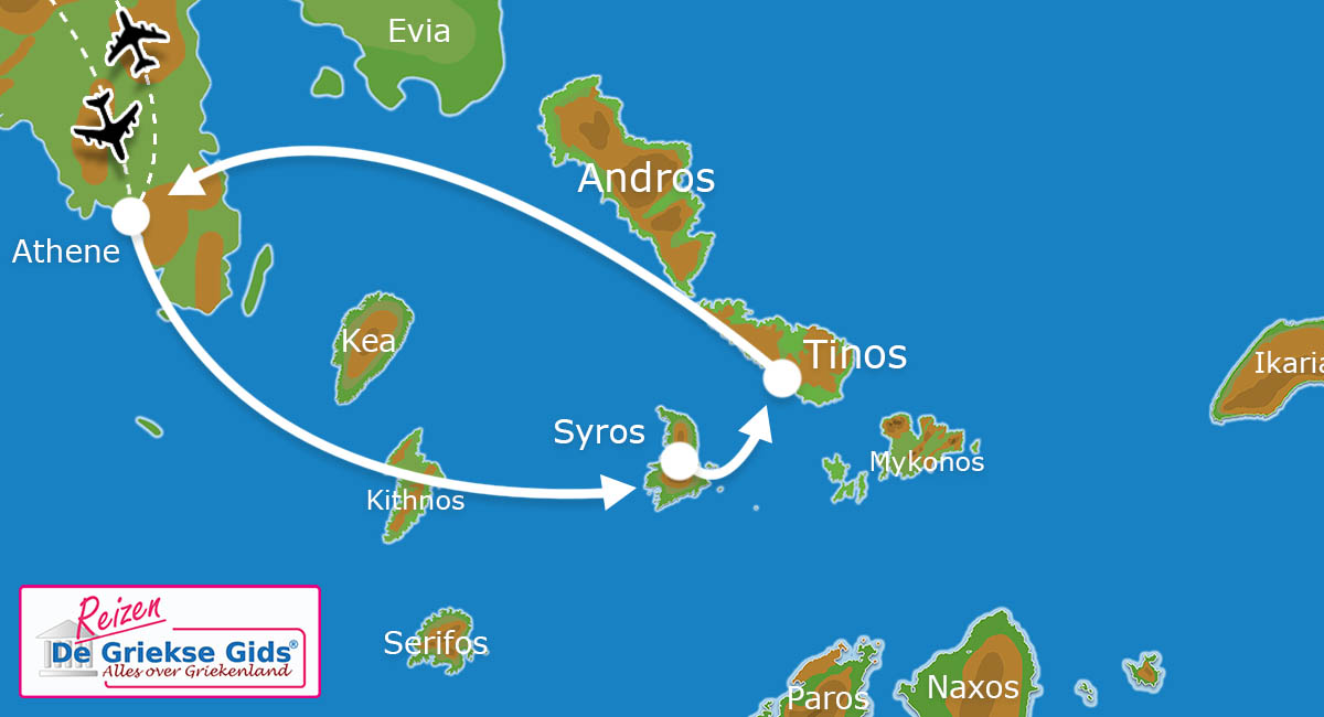 Waar ligt Eilandhoppen Athene Syros Tinos?