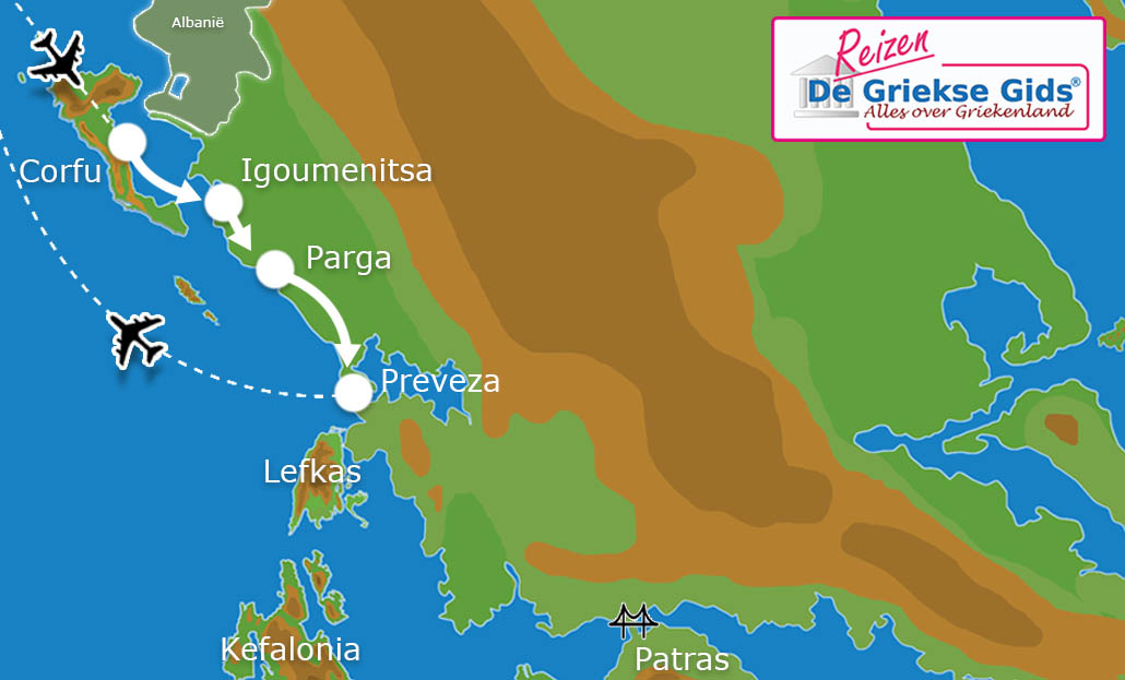 Waar ligt Eilandhoppen Corfu Parga?