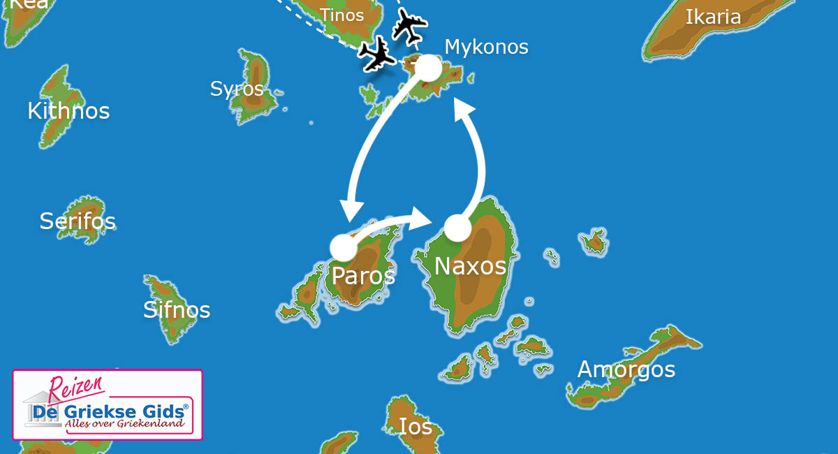 Waar ligt Eilandhoppen Paros Naxos?