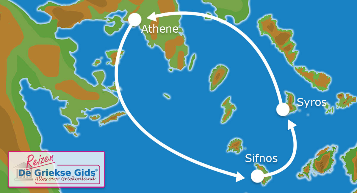 Waar ligt Eilandhoppen Sifnos Syros Athene?