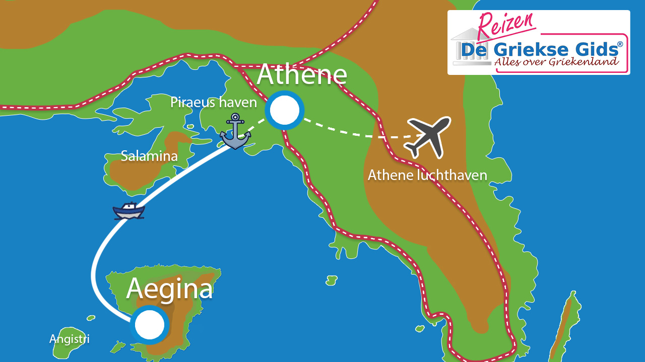 Kaart Eilandhoppen Aegina met stedentrip Athene