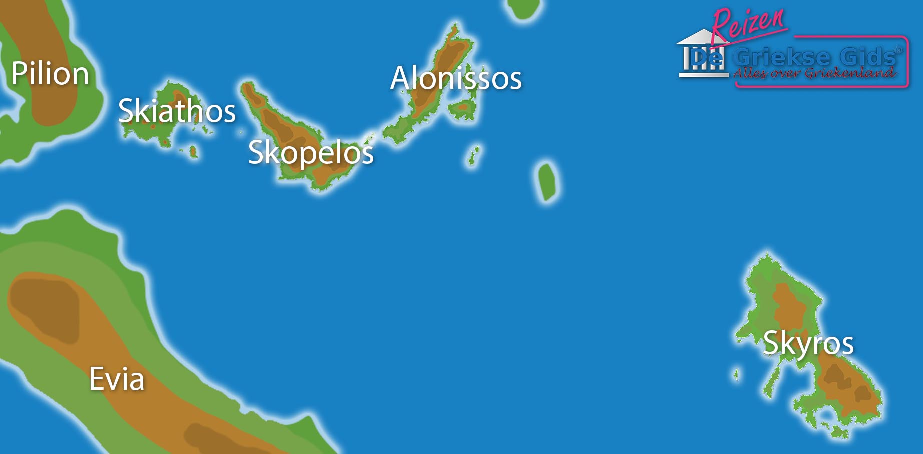 Kaart Eilandhoppen Alonissos Skopelos Skiathos  