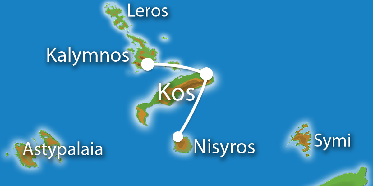 Waar ligt Eilandhoppen Kos, Kalymnos & Nisyros?