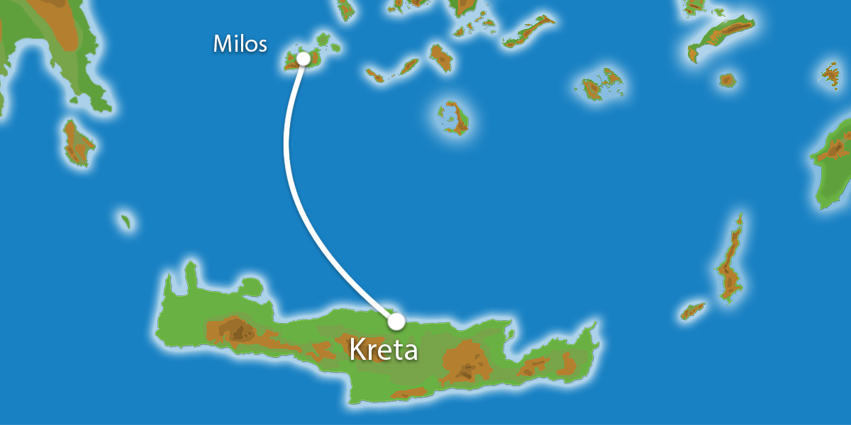 Kaart Eilandhoppen Kreta Milos