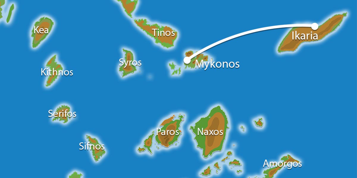 Waar ligt Eilandhoppen Mykonos Ikaria ?