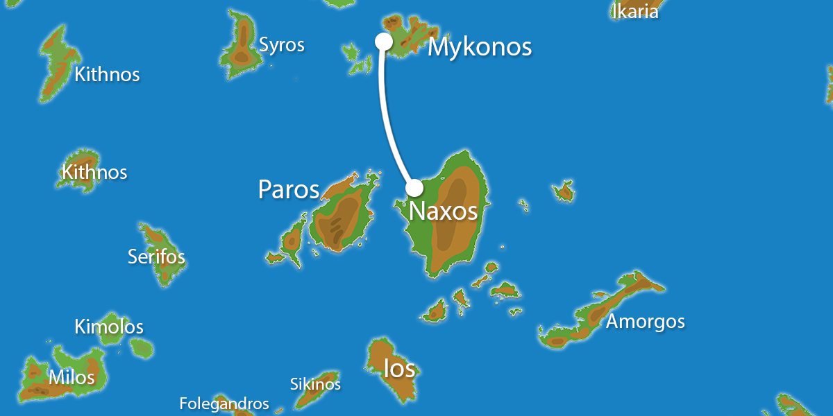 Waar ligt Eilandhoppen Naxos Mykonos?