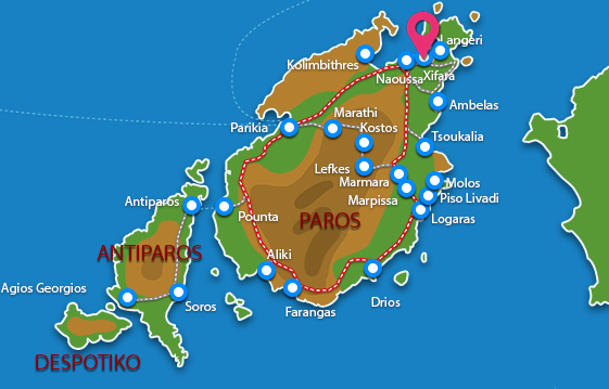 Waar ligt Paros Comfy Suites?