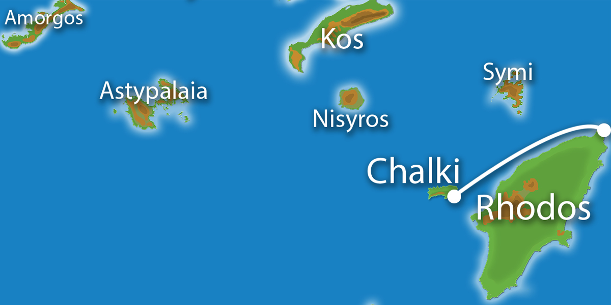 Waar ligt Eilandhoppen Rhodos Chalki?