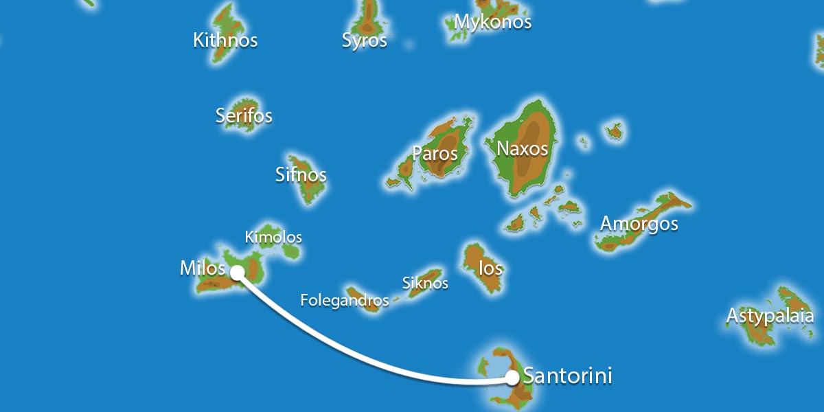 Waar ligt Eilandhoppen Santorini & Milos?