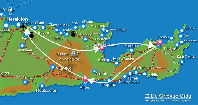 Waar ligt Fly & Drive Agios Nikolaos, Mirtos, Sitia Kreta?
