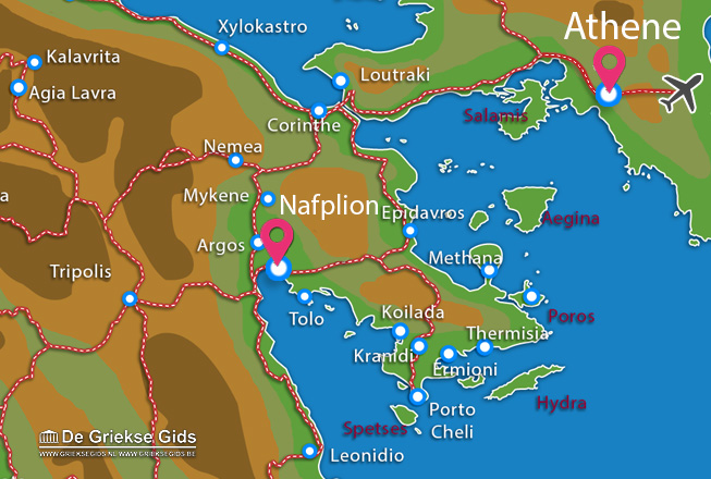 Kaart Fly & Drive Athene en Nafplion