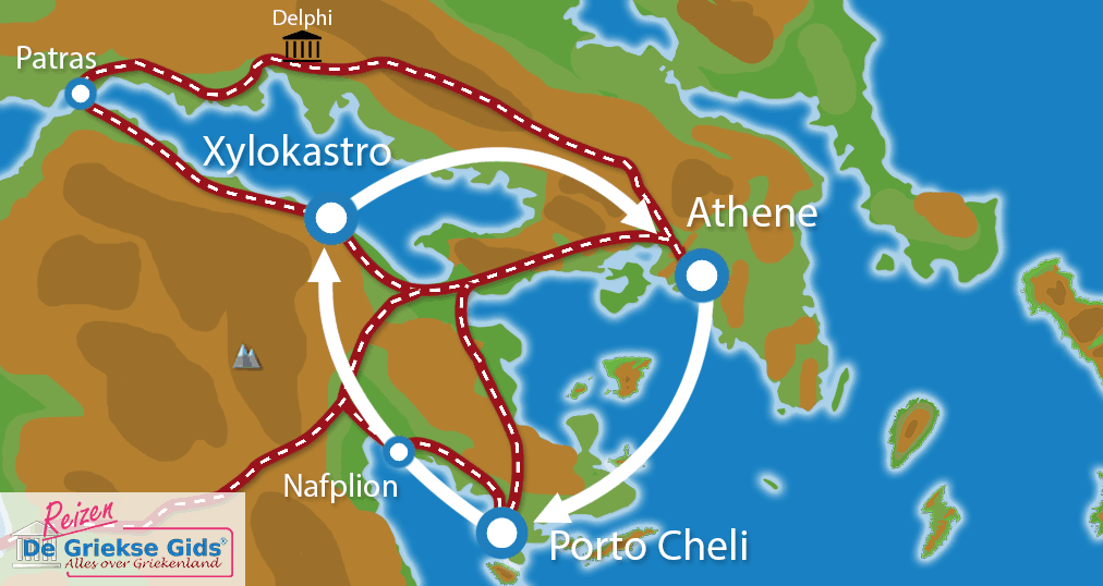 Kaart Fly & Drive Athene-Porto Cheli-Xylokastro