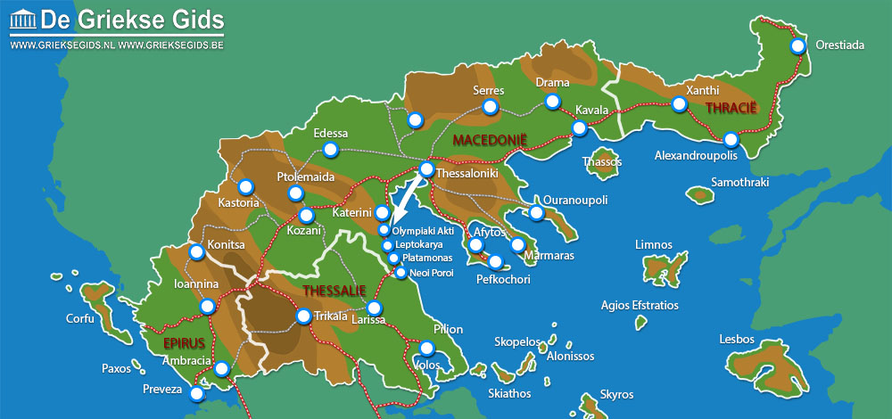 Kaart Fly & Drive Thessaloniki - Olympische Riviera