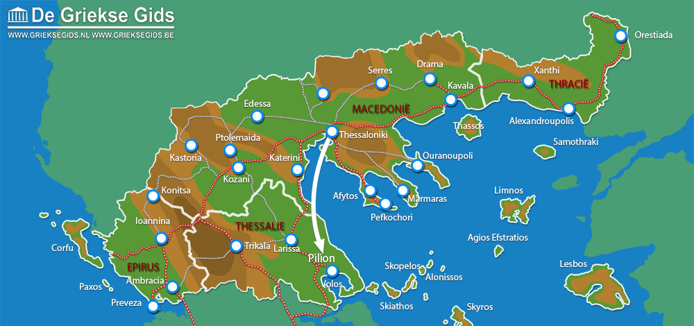 Kaart Fly & Drive Thessaloniki - Pilion