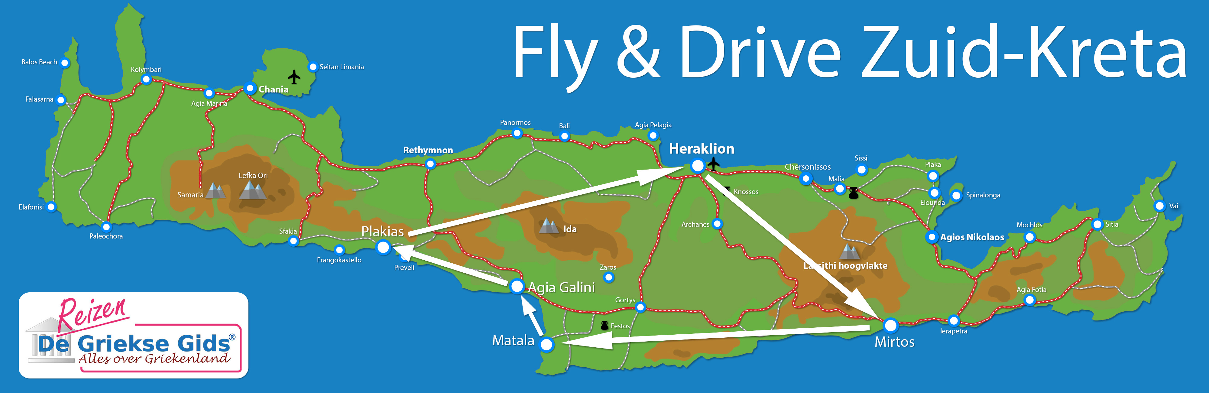 Kaart Fly & Drive - Zuid Kreta