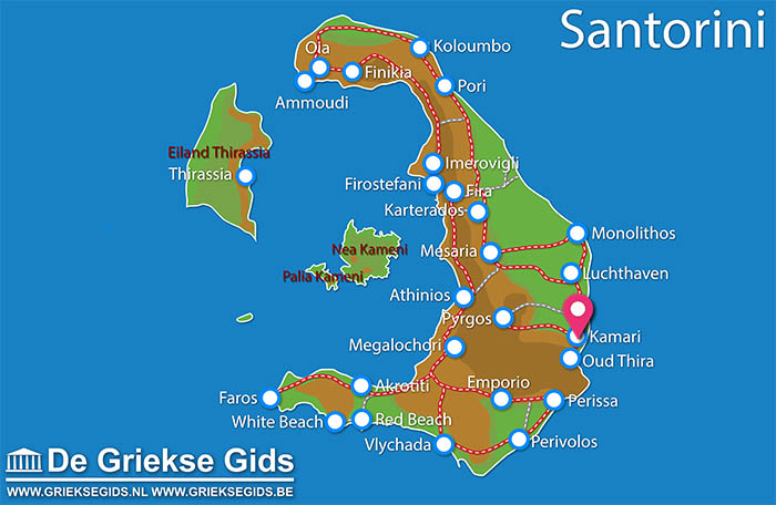 Kaart Makris Hotel Santorini