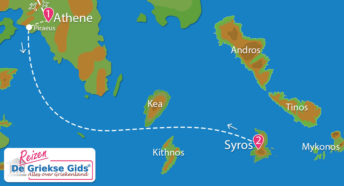 Waar ligt Combinatie Syros - Stedentrip Athene ?
